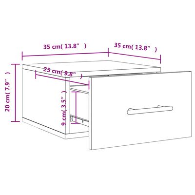 vidaXL Väggmonterat sängbord betonggrå 35x35x20 cm