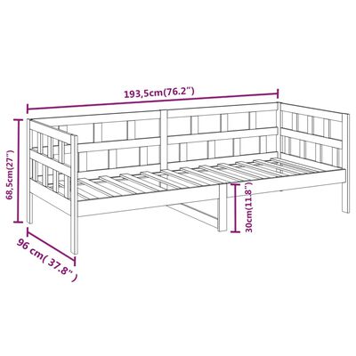 vidaXL Dagbädd honungsbrun massiv furu 90x190 cm