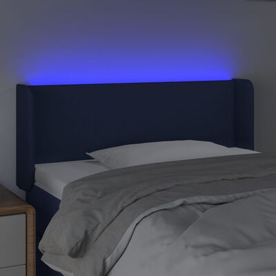 vidaXL Sänggavel LED blå 83x16x78/88 cm tyg