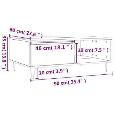 vidaXL Soffbord vit högglans 90x60x35 cm konstruerat trä