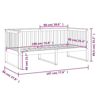 vidaXL Dagbädd svart 90x190 cm massiv furu