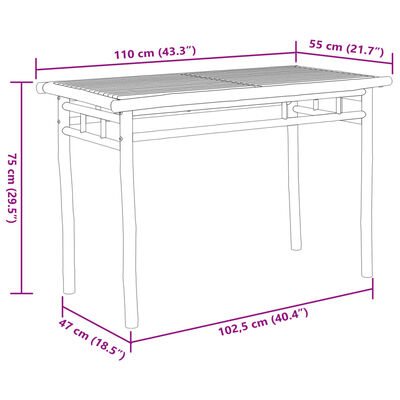 vidaXL Matbord för trädgården 110x55x75 cm bambu