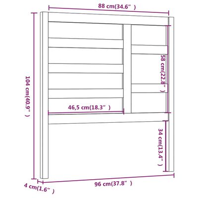 vidaXL Sänggavel vit 96x4x104 cm massiv furu