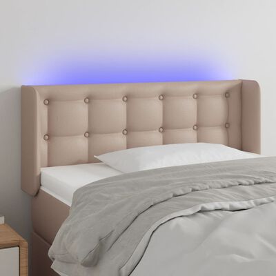 vidaXL Sänggavel LED cappuccino 103x16x78/88 cm konstläder