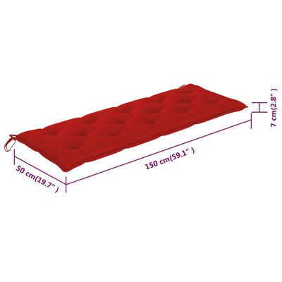 vidaXL Trädgårdsbänk 3-sits med dyna 150 cm massivt eukalyptusträ