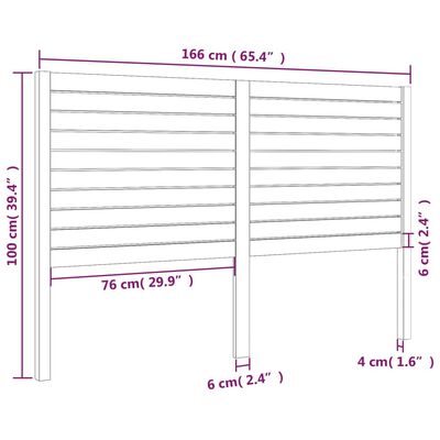 vidaXL Sänggavel 166x4x100 cm massiv furu