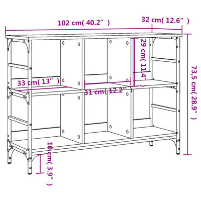 vidaXL Skänk brun ek 102x32x73,5 cm konstruerat trä