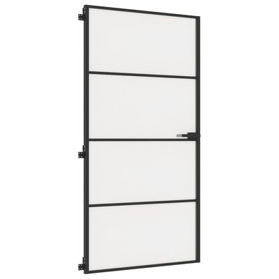 vidaXL Innerdörr svart 102,5x201,5 cm härdat glas och aluminium slim