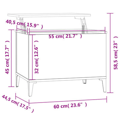 vidaXL Soffbord svart 60x44,5x45 cm konstruerat trä