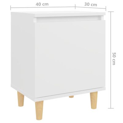 vidaXL Sängbord med massiva ben vit 40x30x50 cm