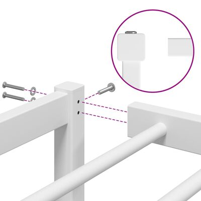 vidaXL Sängram metall vit 135x190 cm