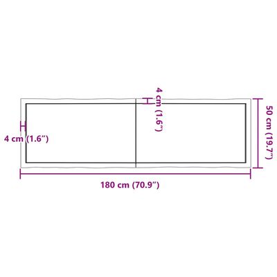 vidaXL Bordsskiva ljusbrun 180x50x(2-4) cm massivt trä levande kant