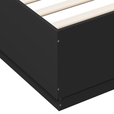 vidaXL Sängram med LEDs svart 160x200 cm konstruerat trä