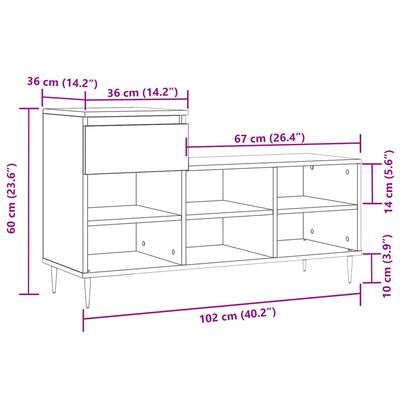 vidaXL Skoskåp vit 102x36x60 cm konstruerat trä