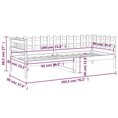 vidaXL Dagbädd svart 90x190 cm massiv furu