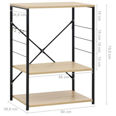 vidaXL Hylla för mikrovågsugn svart&ek 60x39,6x79,5 cm konstruerat trä