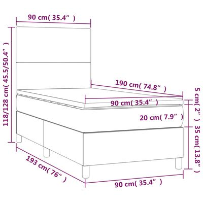 vidaXL Ramsäng med madrass & LED vit 90x190 cm konstläder