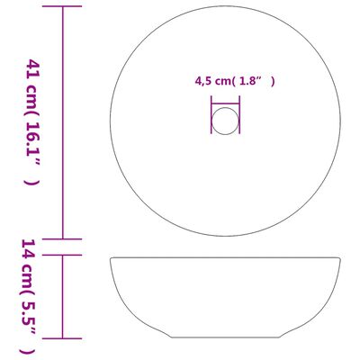 vidaXL Handfat vit och blå rund Φ41x14 cm keramik