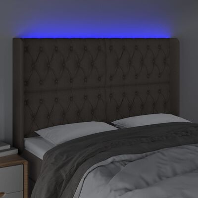 vidaXL Sänggavel LED taupe 163x16x118/128 cm tyg