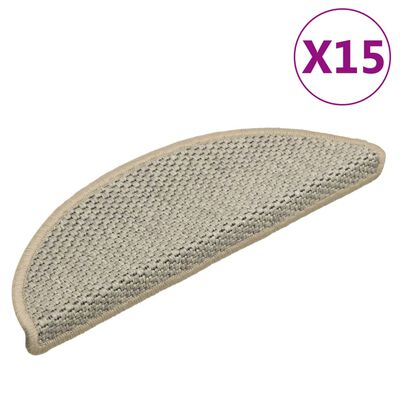 vidaXL Trappstegsmattor självhäftande sisal 15 st 56x17x3 cm ljusgrön