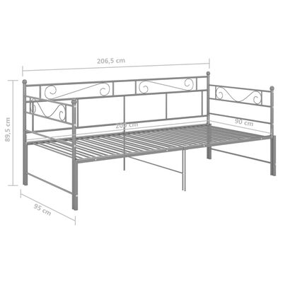 vidaXL Utdragbar sängram bäddsoffa grå metall 90x200 cm