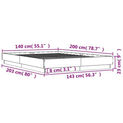 vidaXL Sängram sonoma-ek 140x200 cm konstruerad trä