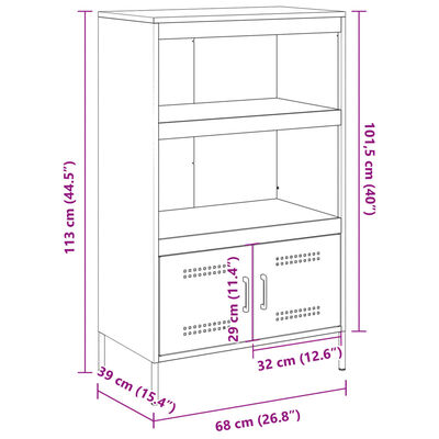 vidaXL Högskåp vit 68x39x113 cm stål