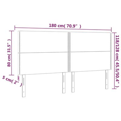 vidaXL Sänggavel LED ljusgrå 180x5x118/128 cm sammet