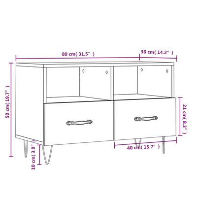 vidaXL Tv-bänk vit högglans 80x36x50 cm konstruerat trä