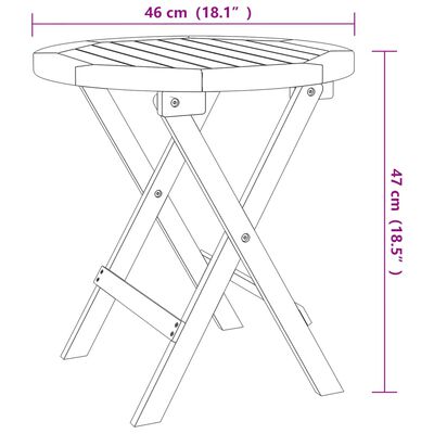 vidaXL Hopfällbart trädgårdsbord vit Ø 46 cm massivt akaciaträ