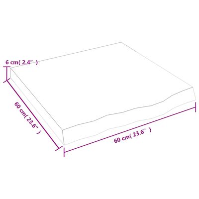 vidaXL Bordsskiva 60x60x(2-6) cm obehandlad massiv ek