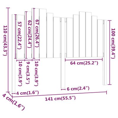 vidaXL Sänggavel vit 141x4x110 cm massiv furu