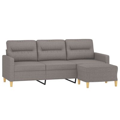 vidaXL 3-sitssoffa med fotpall taupe 180 cm tyg