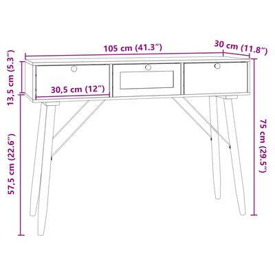 vidaXL Konsolbord med lådor 105x30x75 cm konstruerat trä