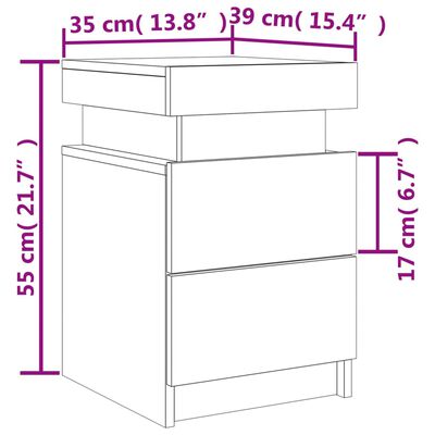 vidaXL Sängbord med LED 2 st vit 35x39x55 cm