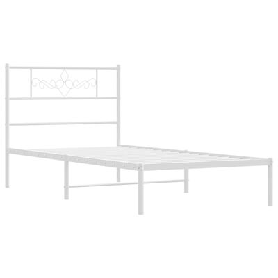 vidaXL Sängram med huvudgavel metall vit 107x203 cm