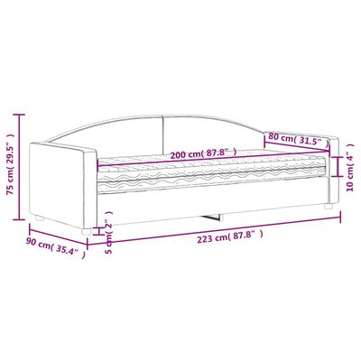 vidaXL Dagbädd med madrass mörkgrå 80x200 cm tyg