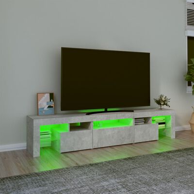 vidaXL Tv-bänk med LED-belysning betonggrå 200x36,5x40 cm