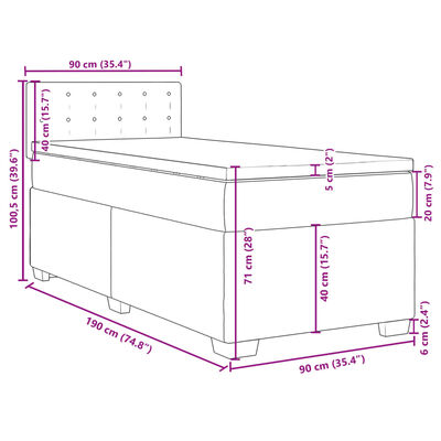 vidaXL Ramsäng med madrass grå 90x190 cm konstläder