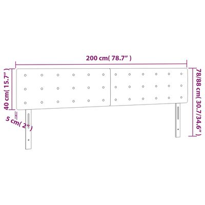 vidaXL Sänggavel LED ljusgrå 200x5x78/88 cm sammet