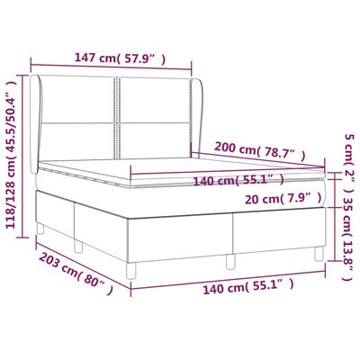 vidaXL Ramsäng med madrass ljusgrå 140x200 cm sammet