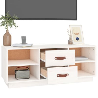 vidaXL Tv-bänk vit 100x34x40 cm massiv furu