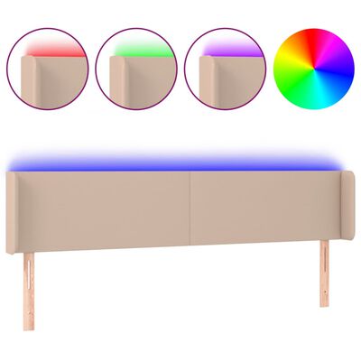 vidaXL Sänggavel LED cappuccino 203x16x78/88 cm konstläder