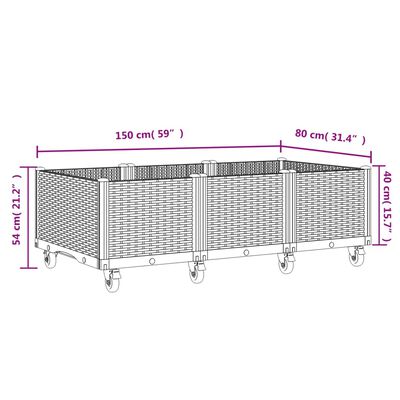 vidaXL Odlingslåda med spaljé ljusgrå 150x80x54 cm PP