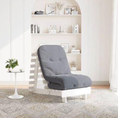 vidaXL Futonbäddsoffa med madrass vit 60x206x11 cm massiv furu