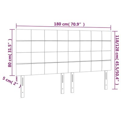 vidaXL Sänggavel LED ljusgrå 180x5x118/128 cm sammet