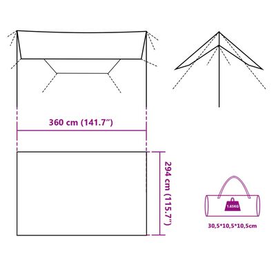 vidaXL Tarp blå 360x294 cm vattentät