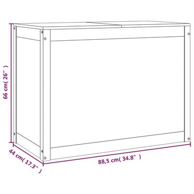 vidaXL Tvättkorg svart 88,5x44x66 cm massiv furu