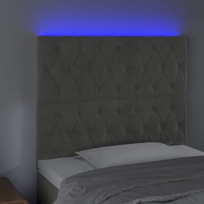 vidaXL Sänggavel LED ljusgrå 100x7x118/128 cm sammet