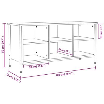 vidaXL Skohylla sonoma-ek 100x35x50 cm konstruerat trä